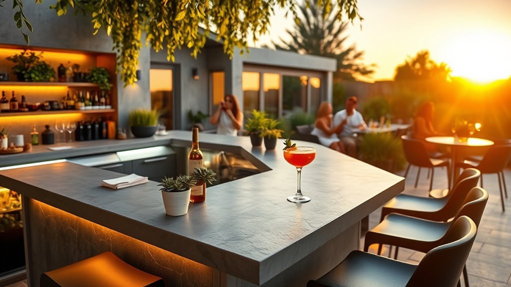 trendy outdoor concrete bars