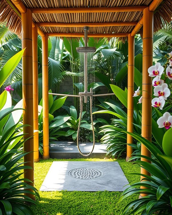 tropical bamboo shower oasis