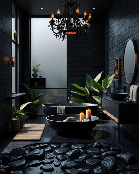 tropical bathroom black lighting