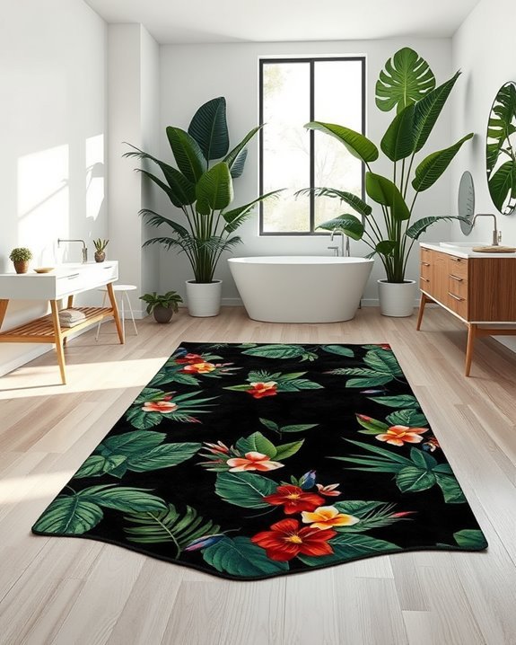 tropical black rug aesthetics
