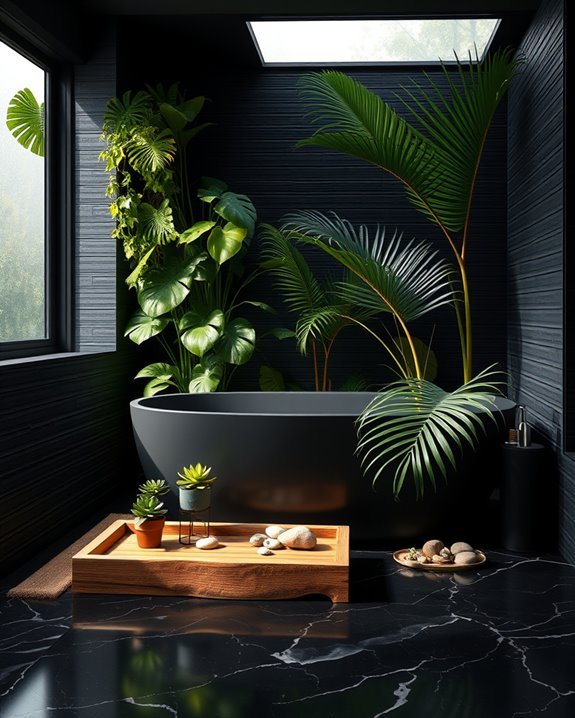 tropical plants enhance bathrooms
