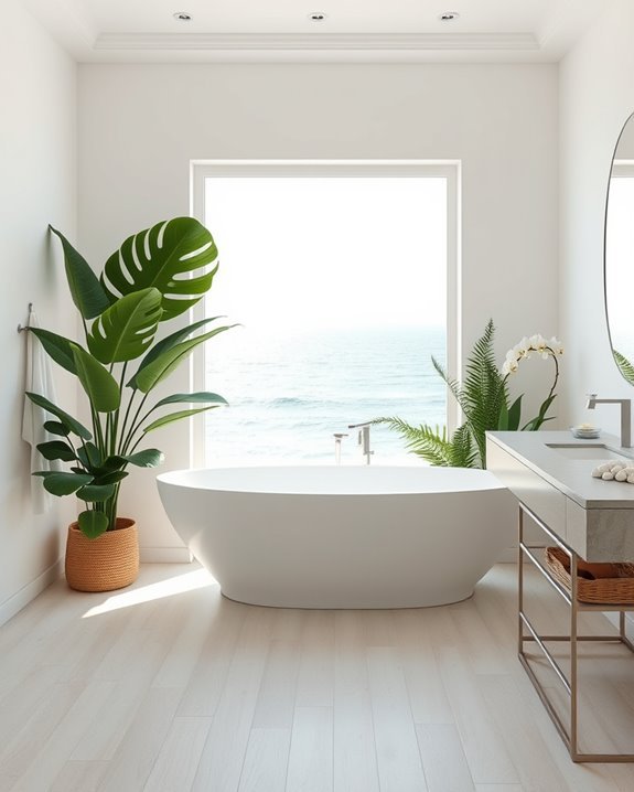 tropical plants enhance bathrooms