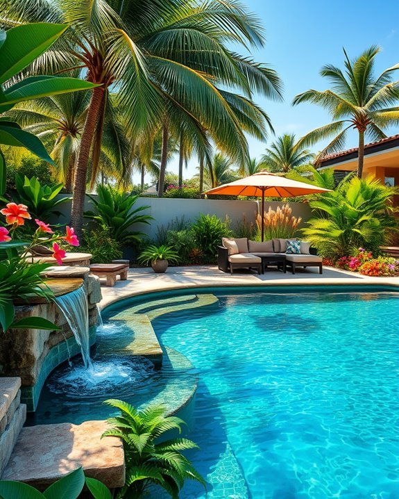 tropical poolside paradise retreat