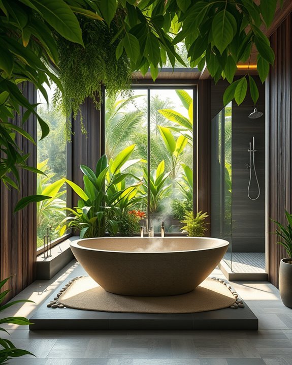tropical rainforest bathroom oasis