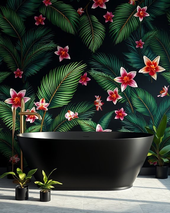 tropical wallpaper black background