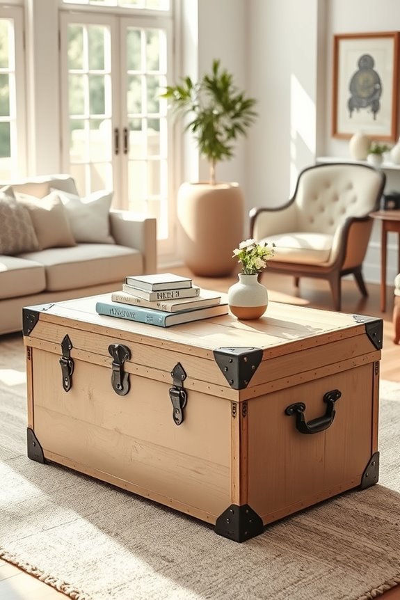 trunk coffee table transformation
