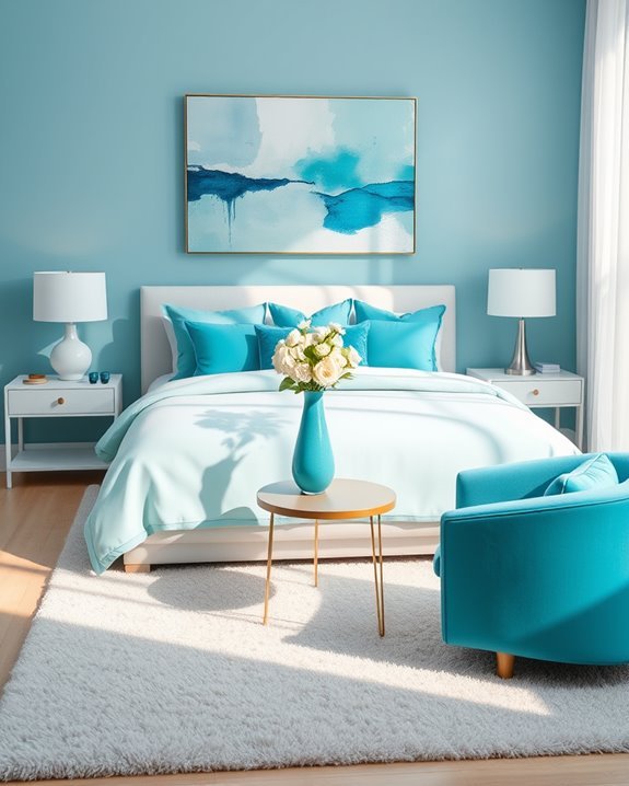 turquoise accents enhance tranquility