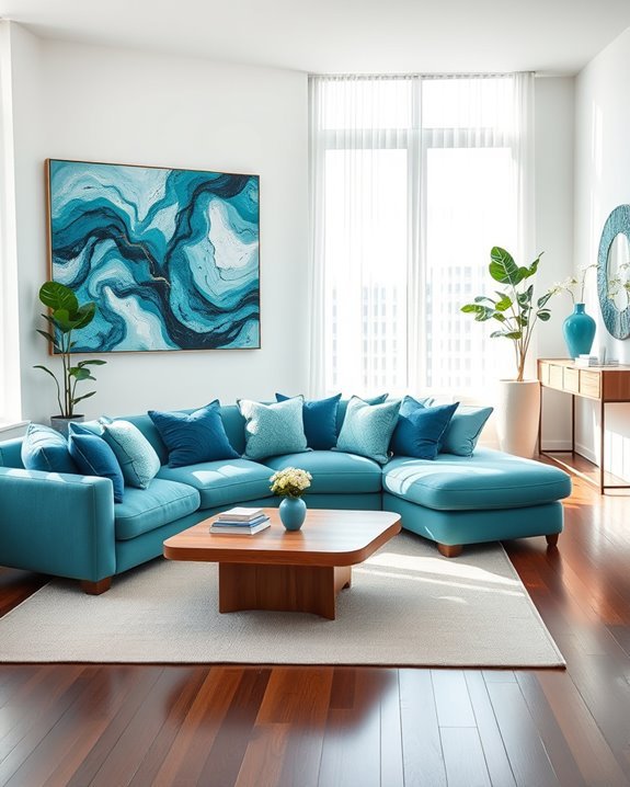 turquoise teal living room oasis