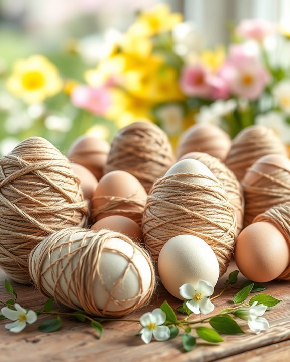 twine wrapped easter egg decorations