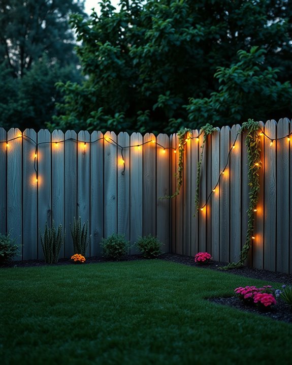 twinkling fence lighting decor
