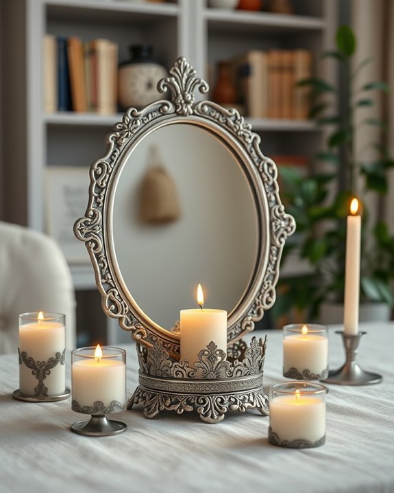 unique hand mirror candlesticks