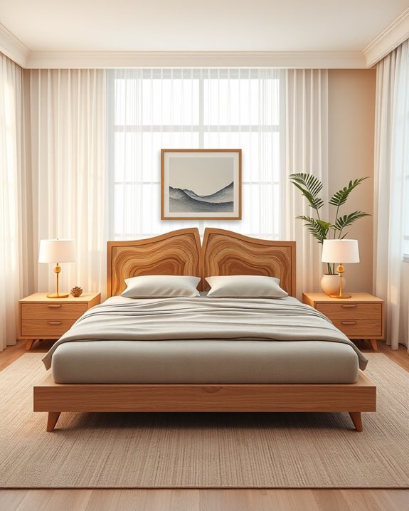 unique headboard enhances bedroom