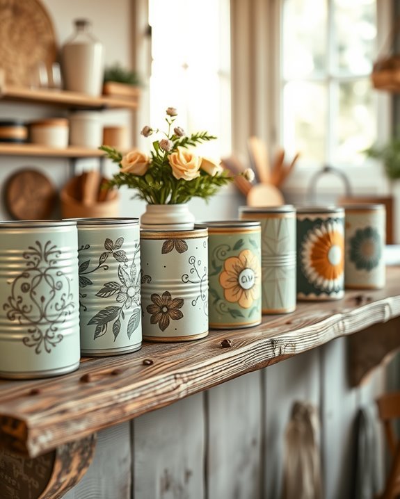 upcycled coffee can sculptures