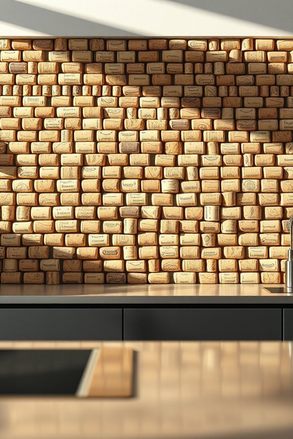 upcycled cork kitchen backsplash