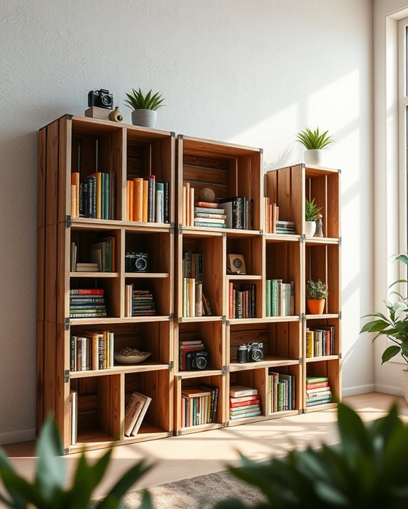 upcycled crate bookshelf design