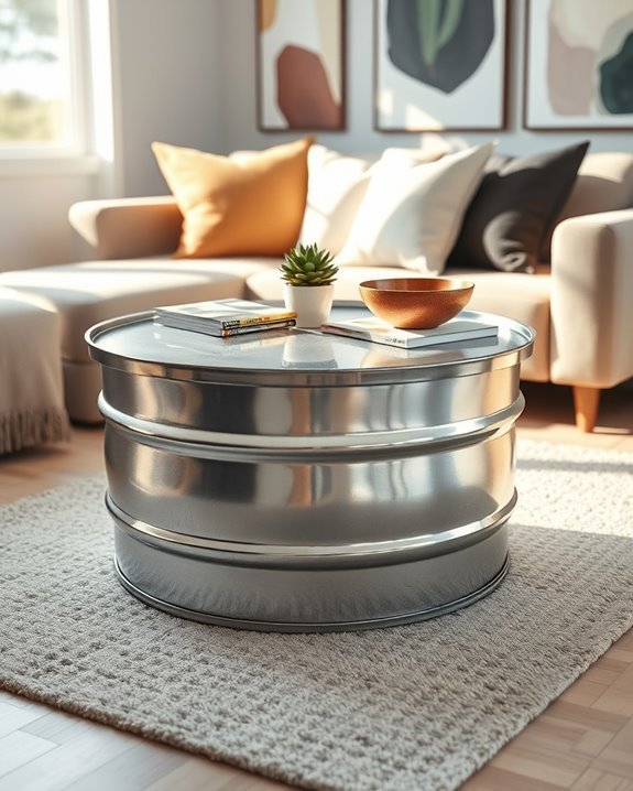 upcycled drum coffee table