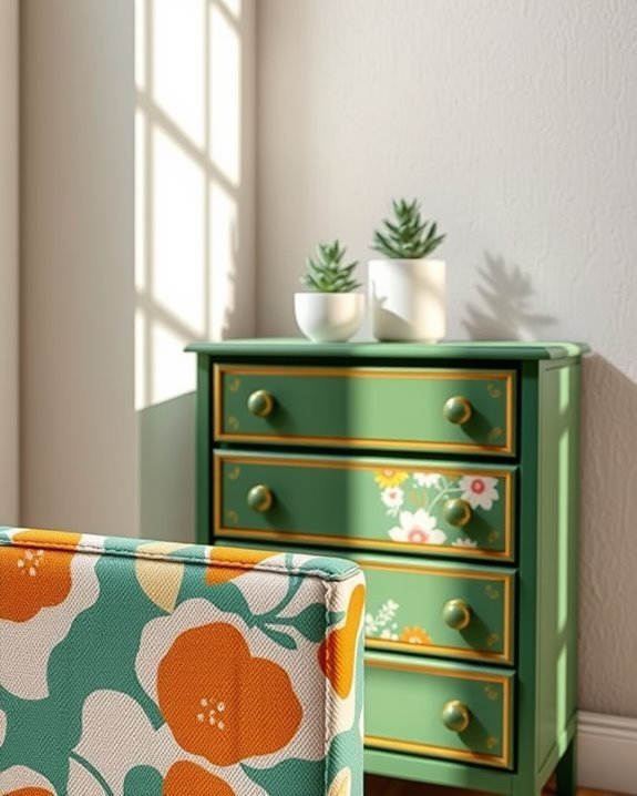 upcycled fabric dresser makeover