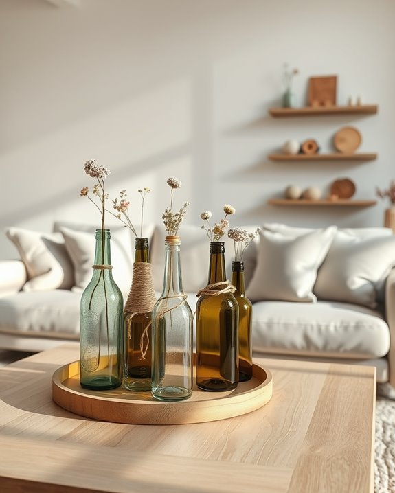 upcycled glass bottle decor