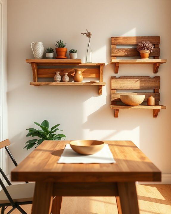 upcycled rustic wood shelves