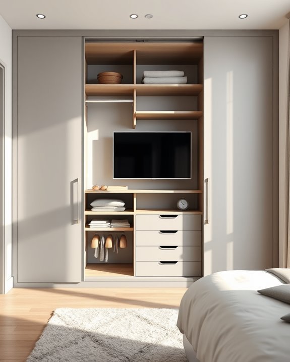 vertical closet with entertainment