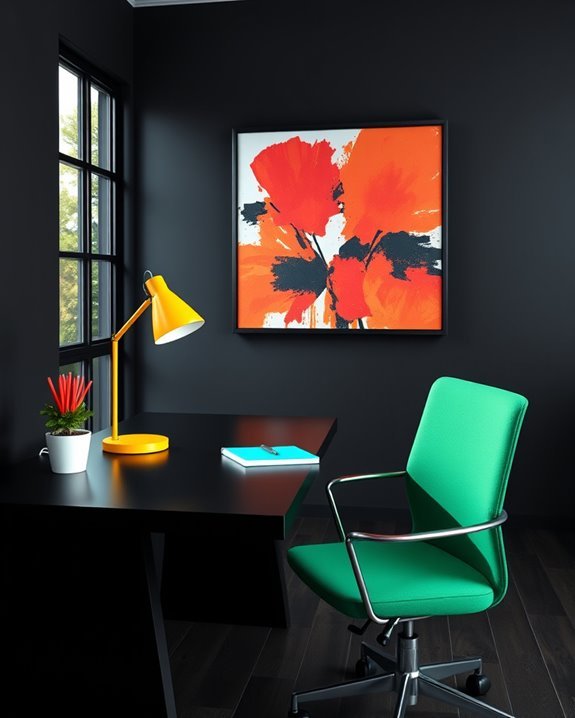 vibrant accents against black