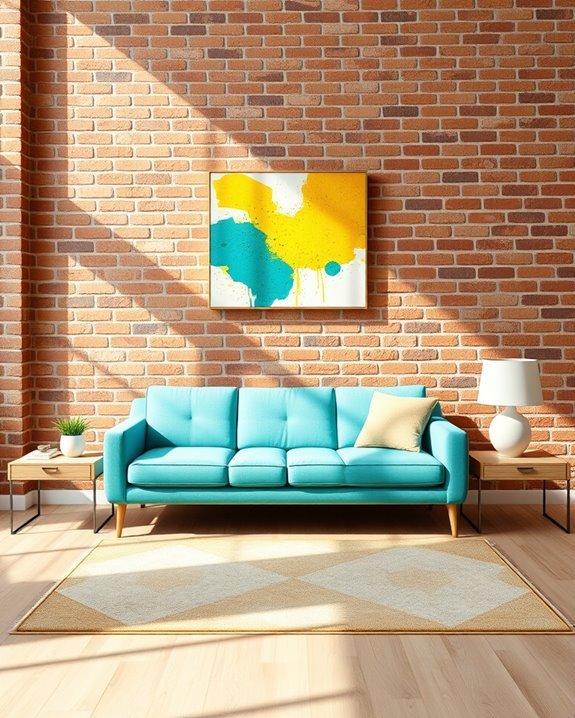 vibrant accents against brick