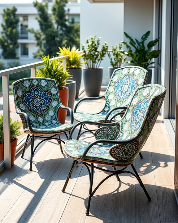 vibrant artistic mosaic chairs