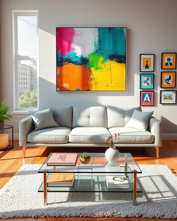 vibrant artwork enhances decor