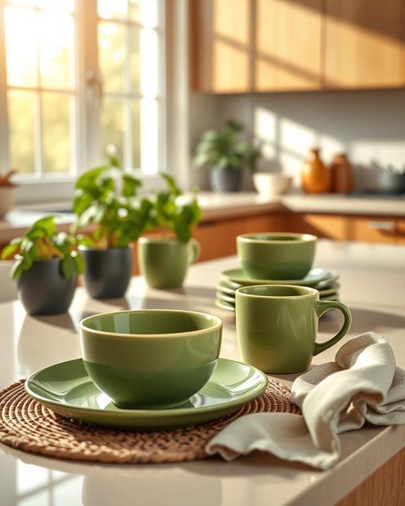 vibrant avocado green dishware