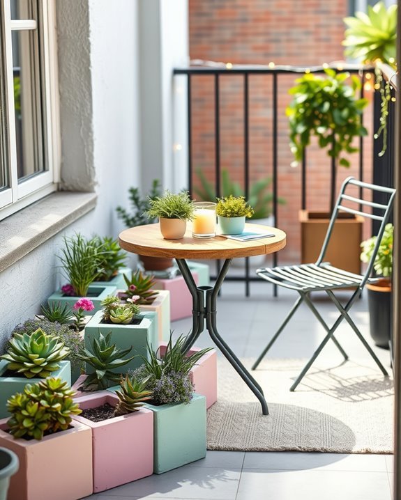 vibrant balcony cinder blocks