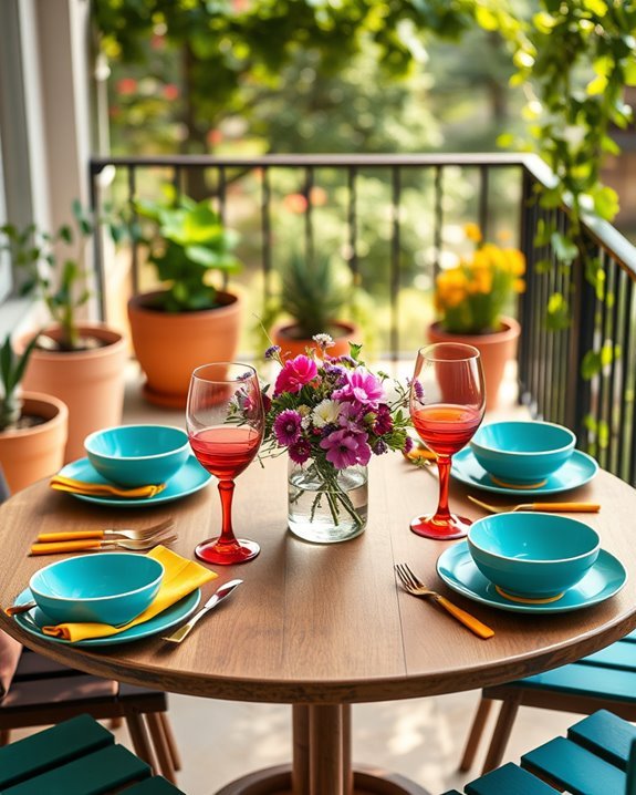 vibrant balcony dining settings