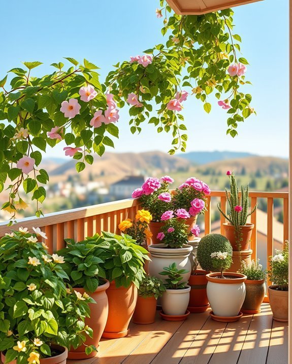 vibrant balcony potted plants