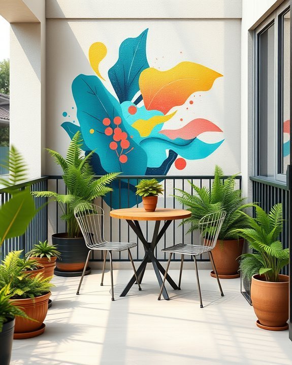 vibrant balcony wall murals