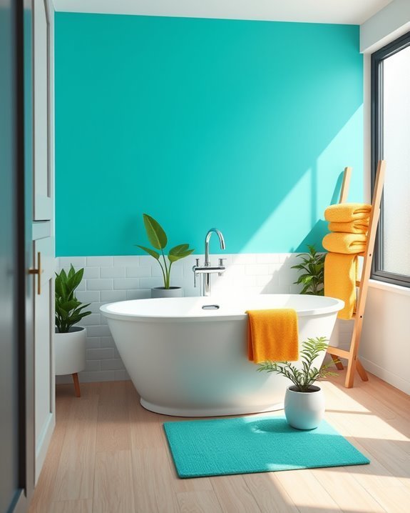 vibrant bathroom accent wall