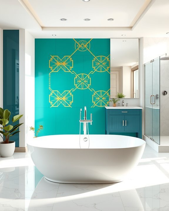 vibrant bathroom accent walls