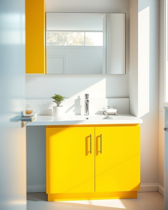 vibrant bathroom cabinet transformation