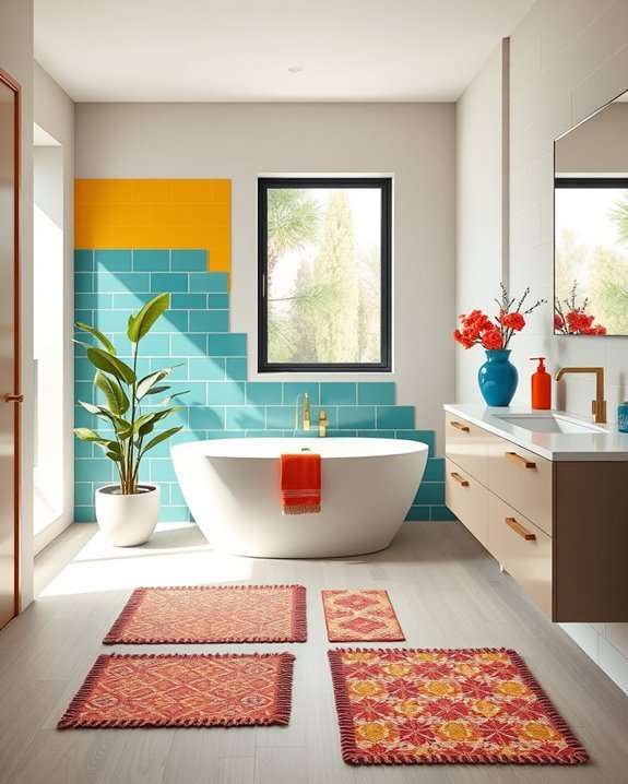 vibrant bathroom color accents