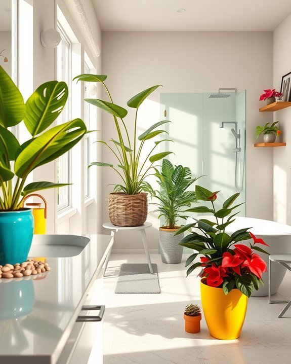 vibrant bathroom plant decor