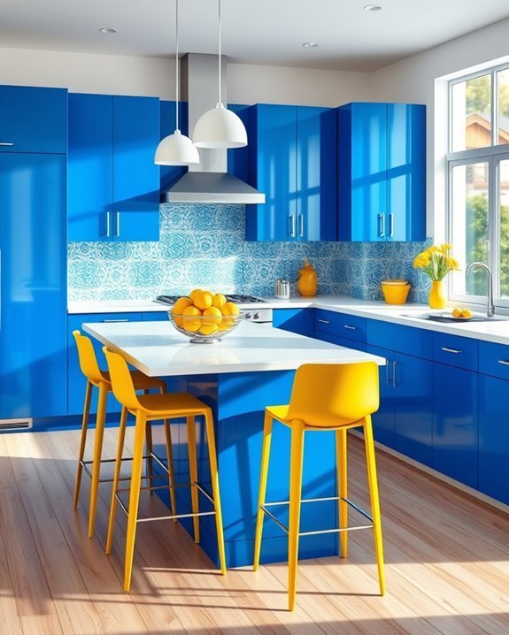 vibrant blue and yellow