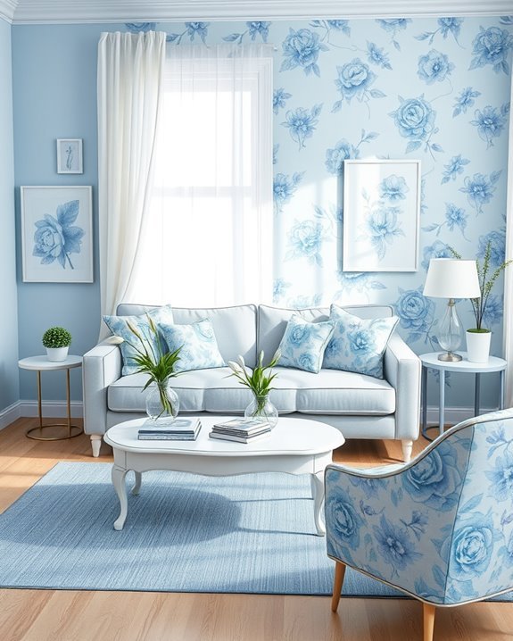 vibrant blue floral decor