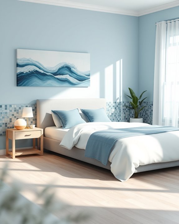 vibrant blue mosaic accents