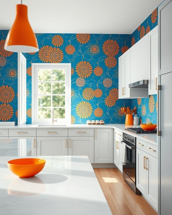 vibrant blue orange wallpaper