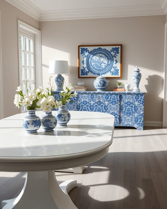 vibrant blue statement sideboard