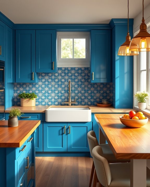 vibrant blue warm brown