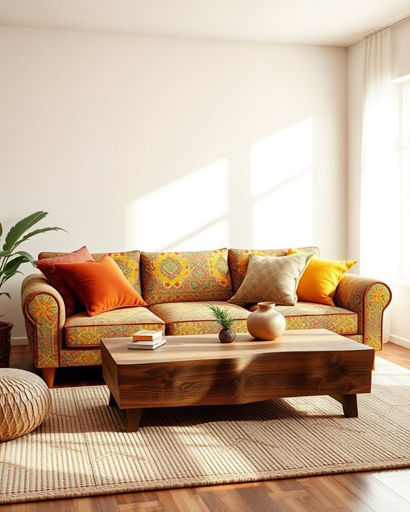 vibrant bohemian print sofa