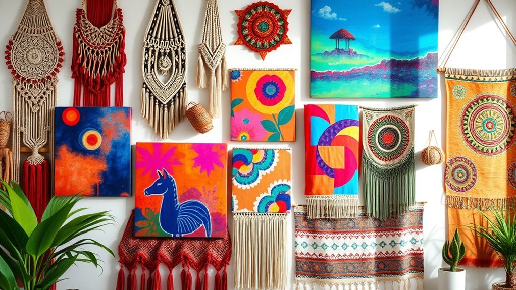 vibrant boho wall art