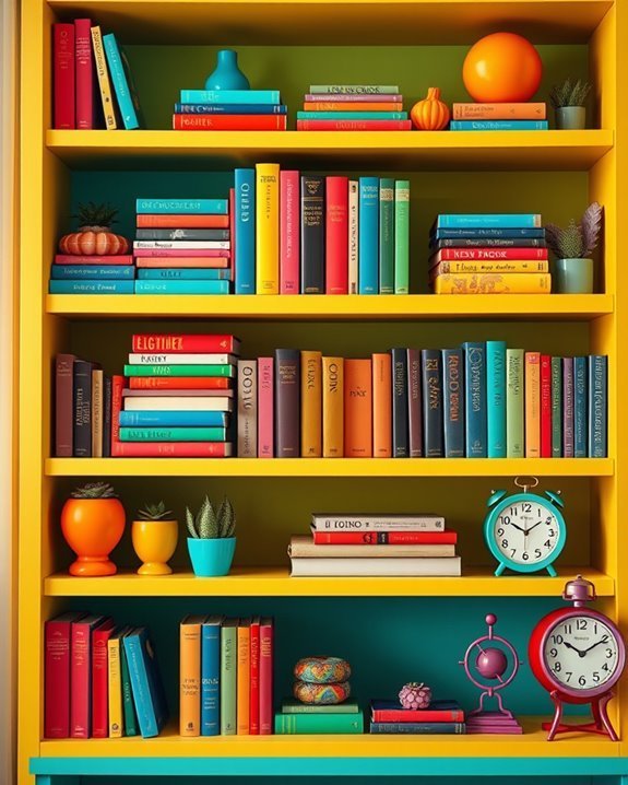 vibrant bookshelf color combinations