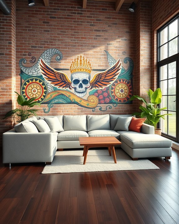 vibrant brick wall murals