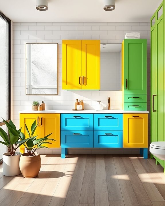 vibrant cabinets with patterns
