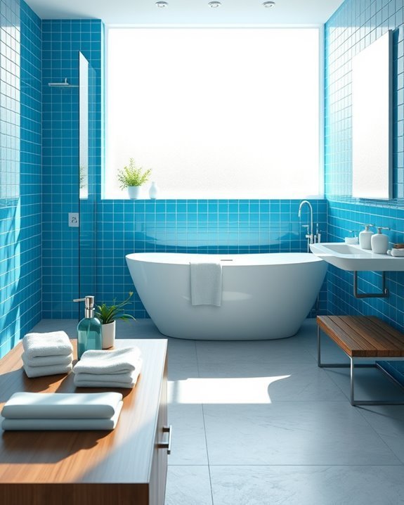 vibrant cerulean bathroom transformation